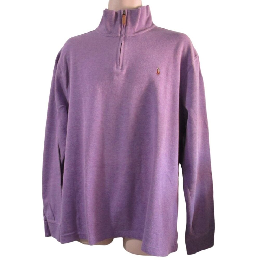 Polo Ralph Lauren Estate Rib Quarter Zip Light Purple Cotton Men's XXL EUC